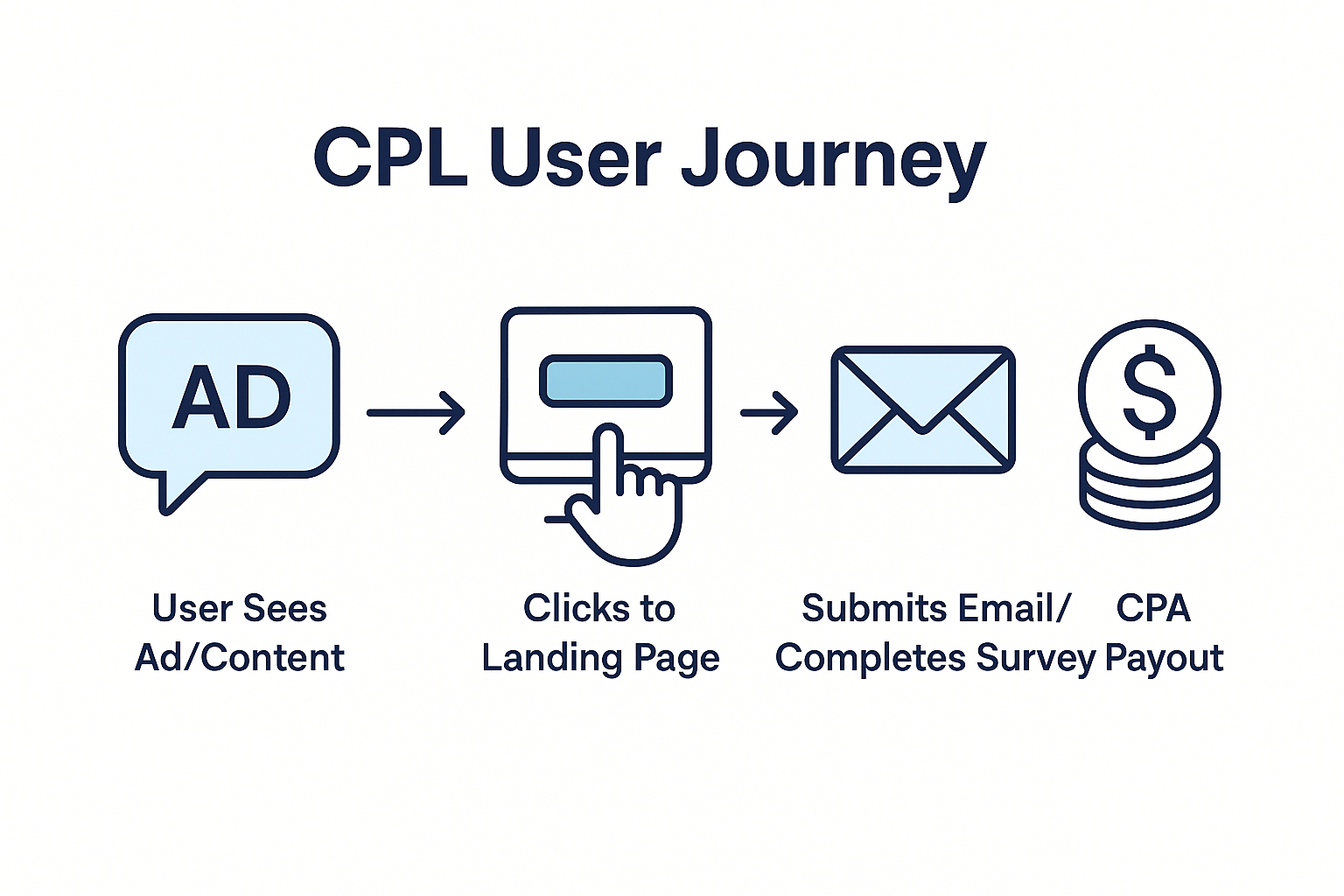 Diagram showing user flow for CPL email and survey offers.