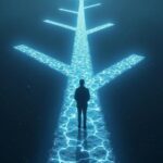 A person standing at a crossroads where each path leads to a different, abstract logo representing a CPA network.