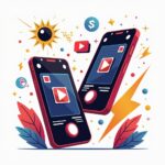 Smartphone screens showing TikTok and YouTube Shorts-style videos with dollar signs, viral icons, and upward arrows, symbolizing viral CPA traffic strategies.