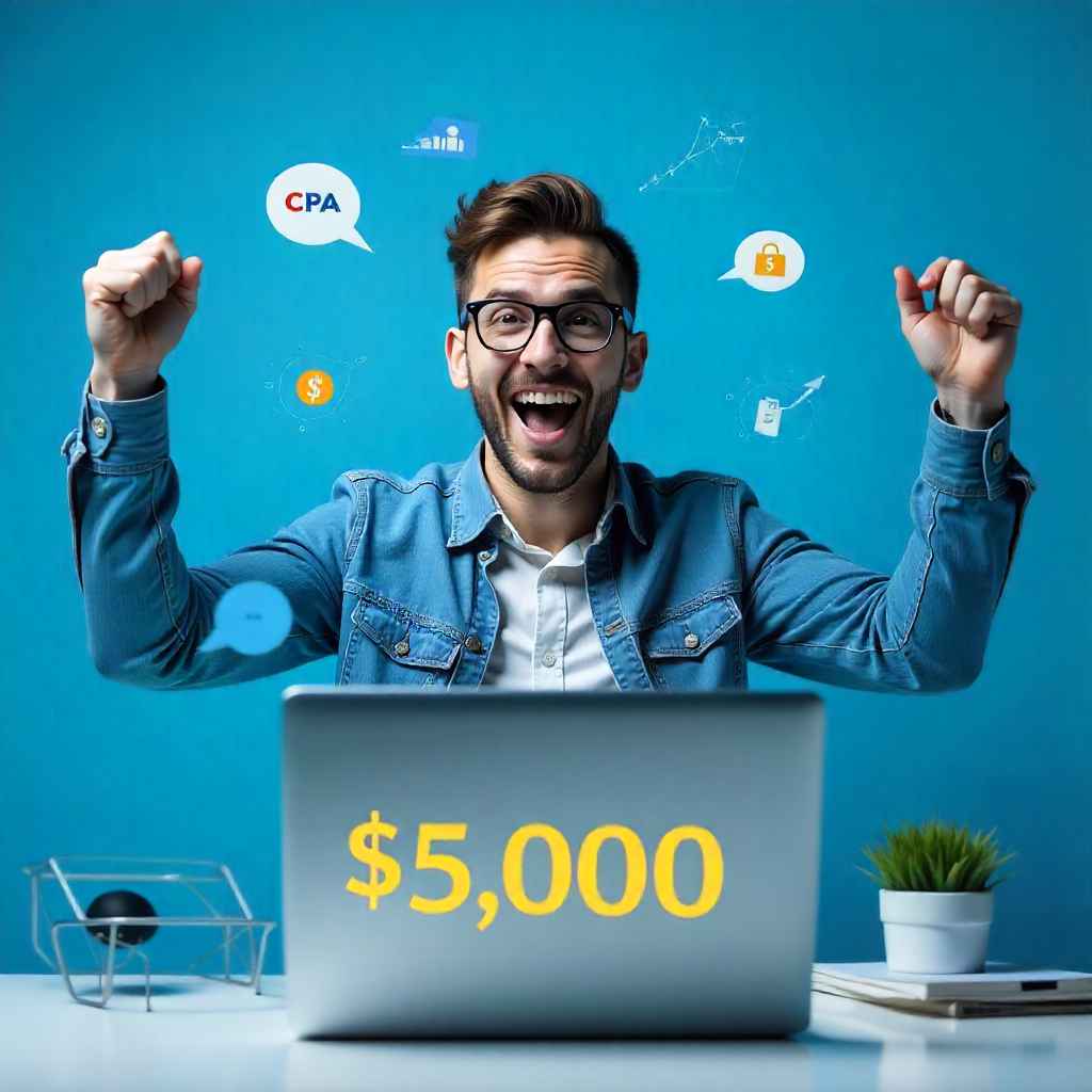 Young CPA marketer earning $5,000 from one offer in 3 weeks
